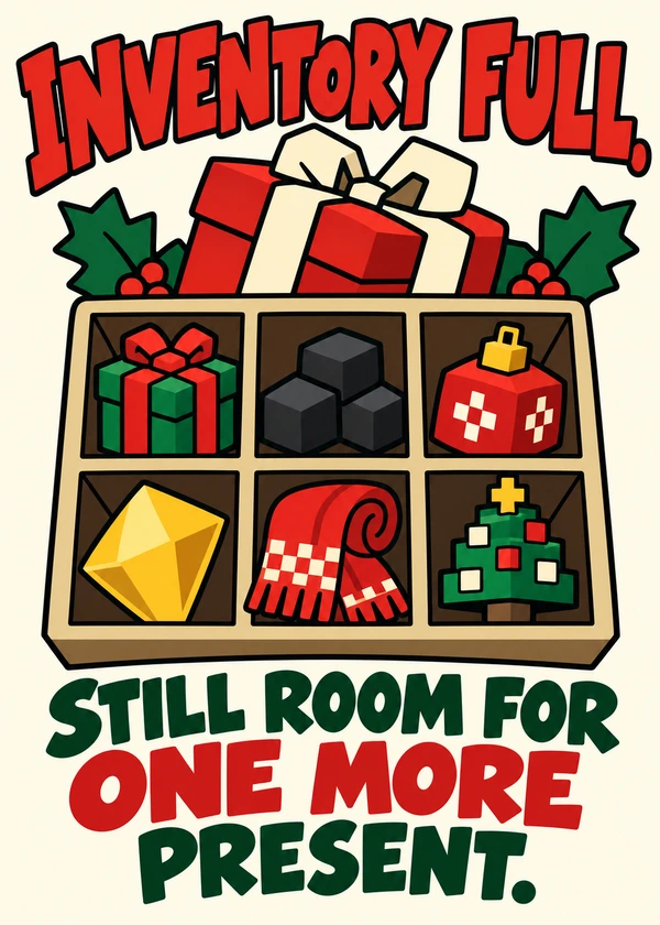 Inventory Full of Festive Loot - gaming Christmas card by Gamerly