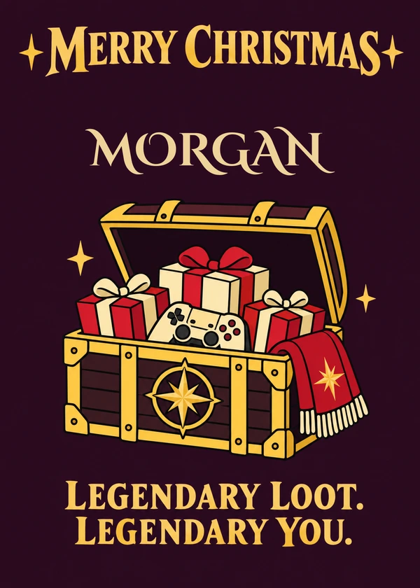Legendary Loot - gaming Christmas card by Gamerly