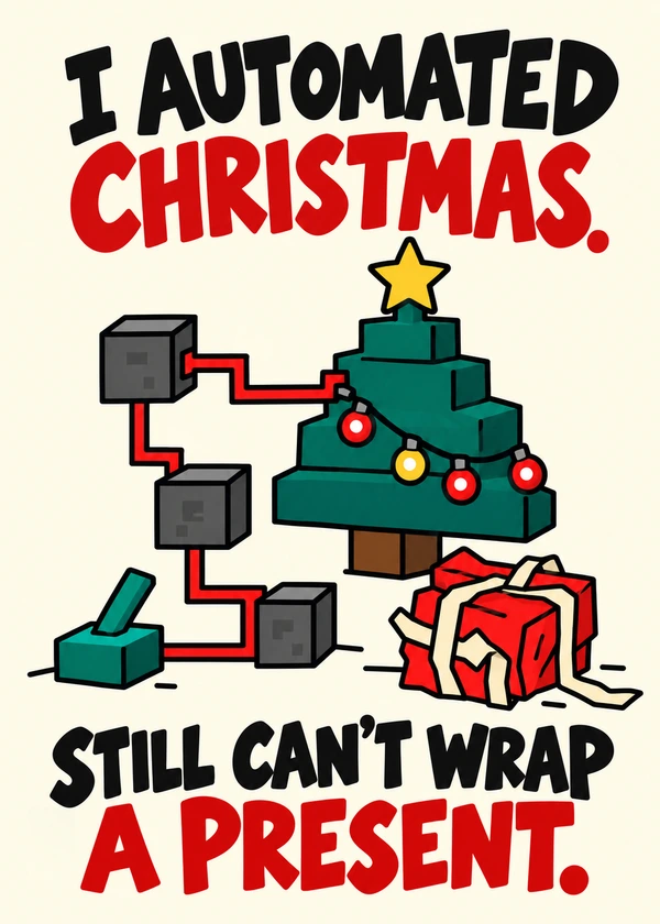 Redstone Christmas Lights - gaming Christmas card by Gamerly