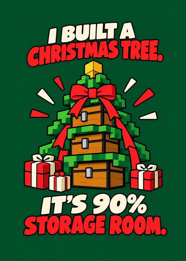 The Christmas Storage Tree - gaming Christmas card by Gamerly