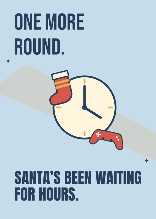 One More Festive Round - gaming Christmas card by Gamerly