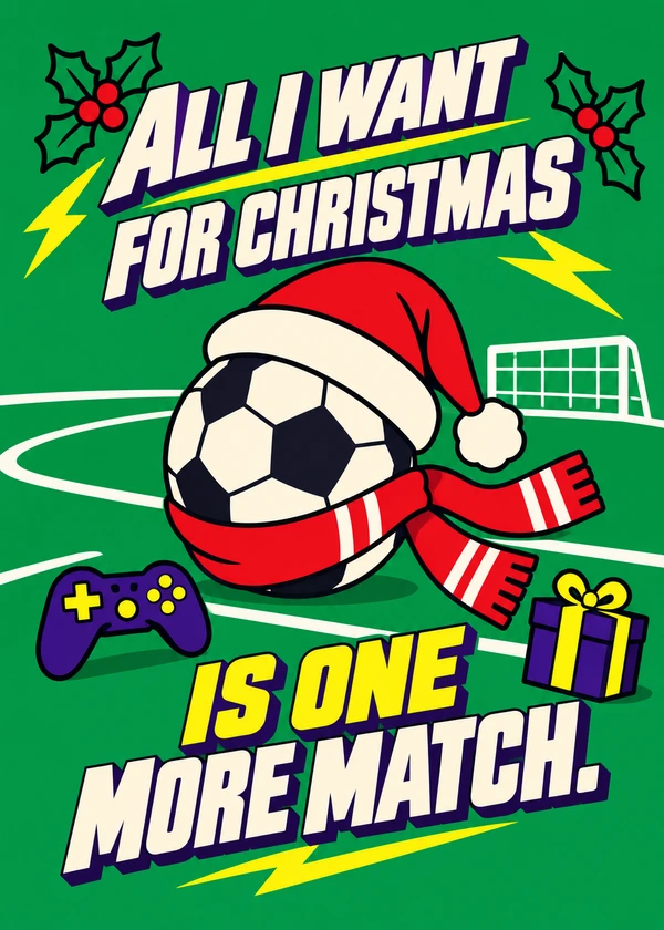 One More Match - gaming Christmas card by Gamerly