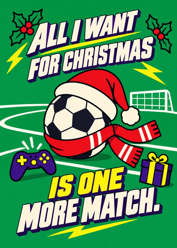 One More Match - gaming Christmas card by Gamerly