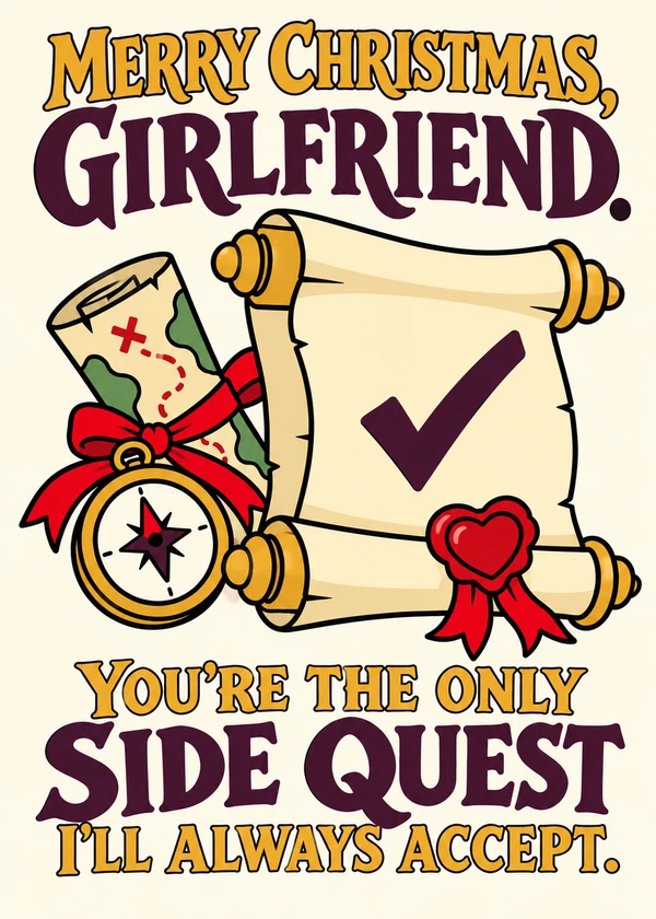 Always Accepted Christmas Card for Girlfriend - gaming Christmas card by Gamerly