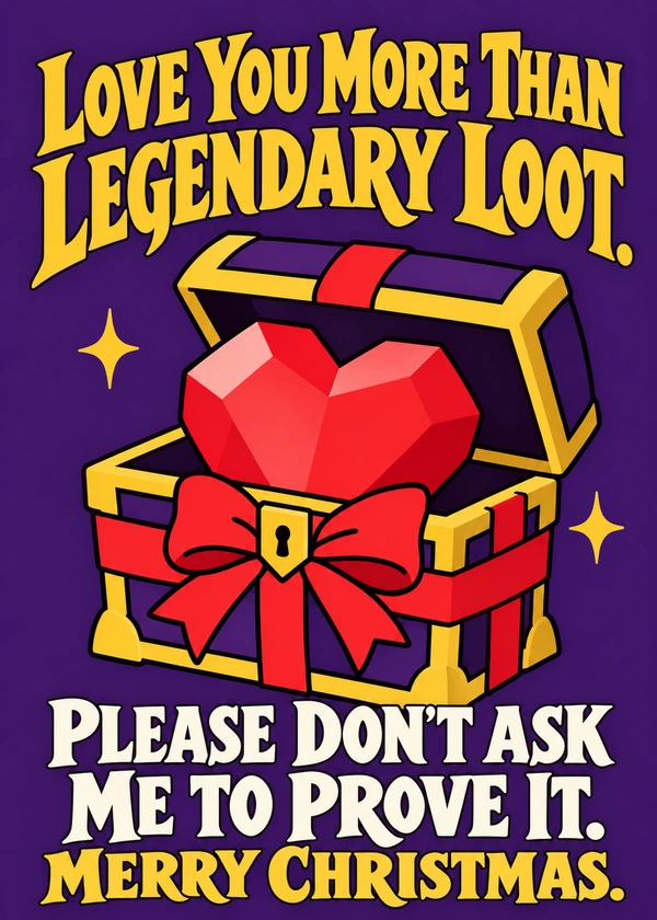 Love You More Than Legendary Loot - gaming Christmas card by Gamerly