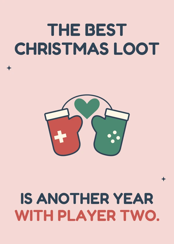 Player Two for Christmas - gaming Christmas card by Gamerly
