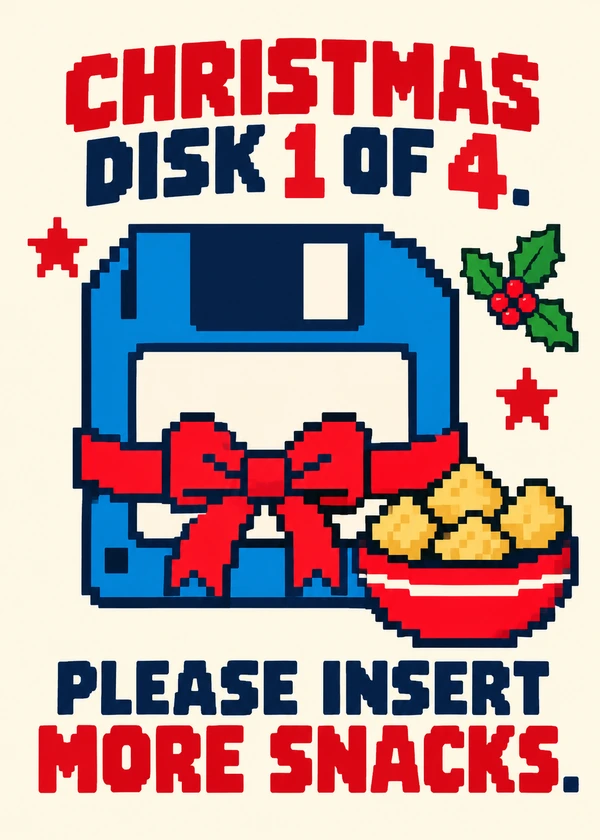 Christmas Disk One of Four - gaming Christmas card by Gamerly