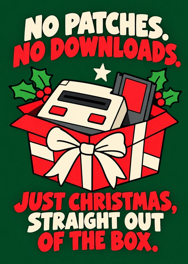 Christmas Straight Out of the Box - gaming Christmas card by Gamerly