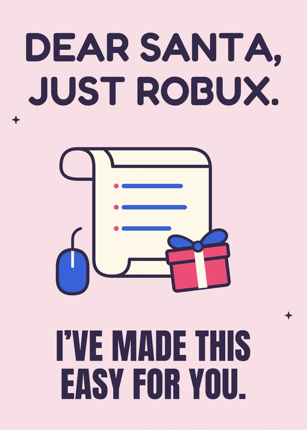 The Robux Wishlist - gaming Christmas card by Gamerly