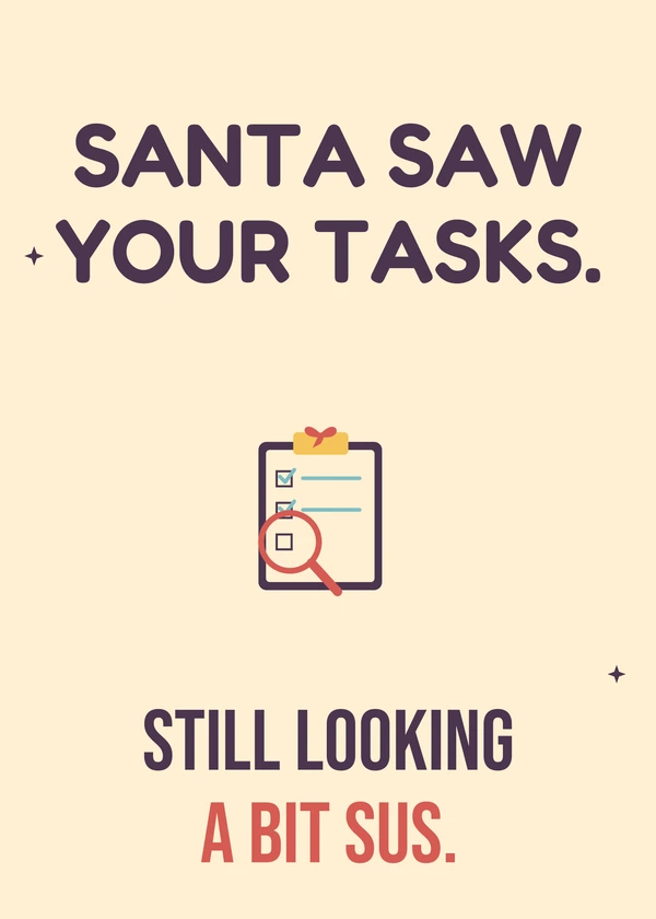 Santa Looks Sus - gaming Christmas card by Gamerly