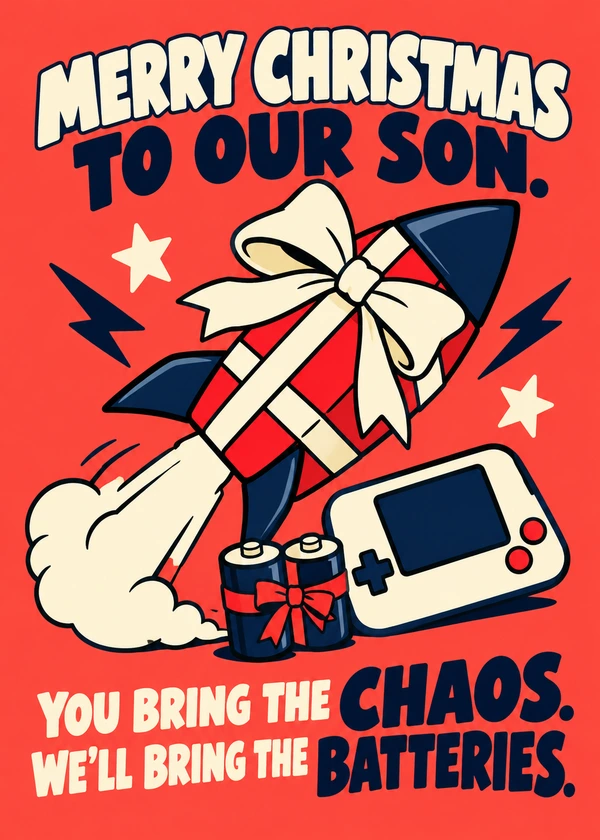 Christmas Chaos Card for Son - gaming Christmas card by Gamerly