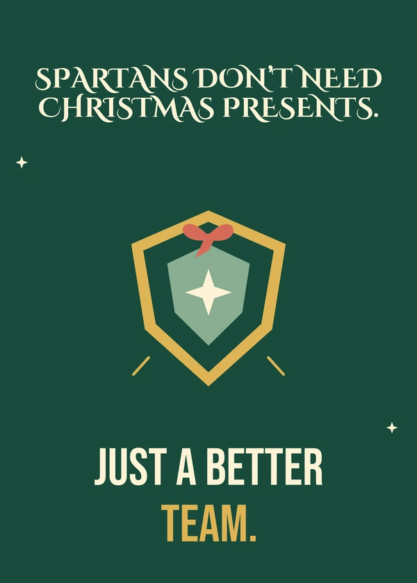 Spartan Christmas Wish - gaming Christmas card by Gamerly