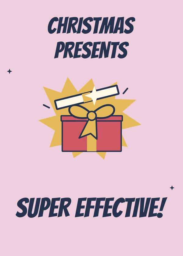 Super Effective Christmas - gaming Christmas card by Gamerly