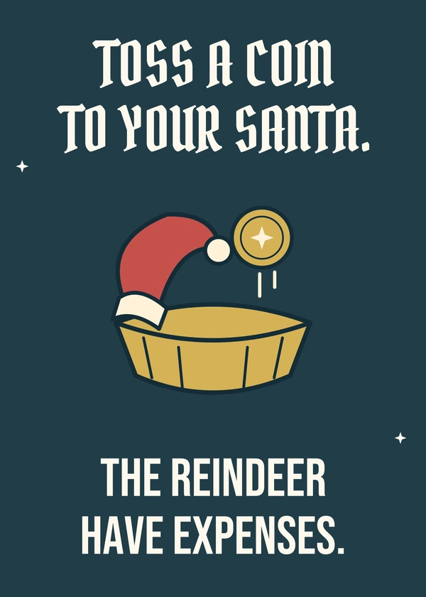 Toss a Coin to Santa - gaming Christmas card by Gamerly