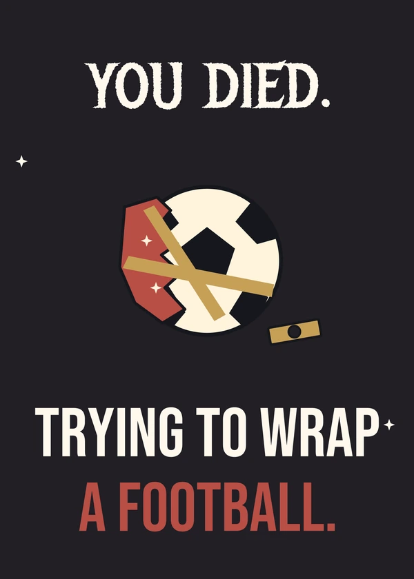 You Died Wrapping - gaming Christmas card by Gamerly