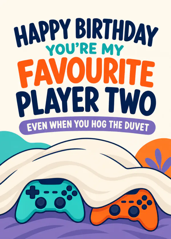 Favourite Player Two - gaming birthday card by Gamerly
