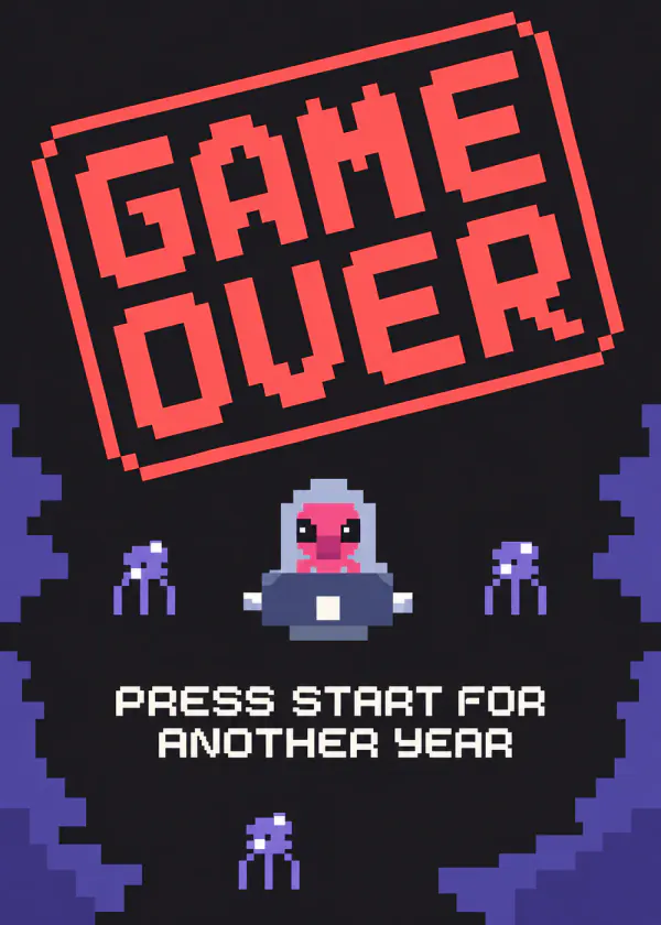 Game Over - gaming birthday card by Gamerly
