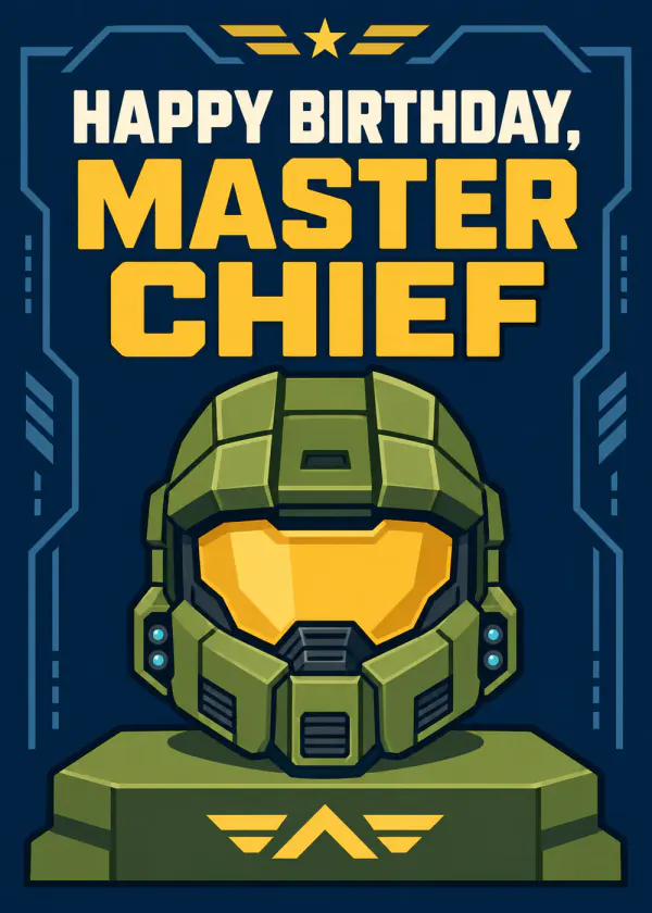 Happy Birthday Master Chief (Halo) - gaming birthday card by Gamerly