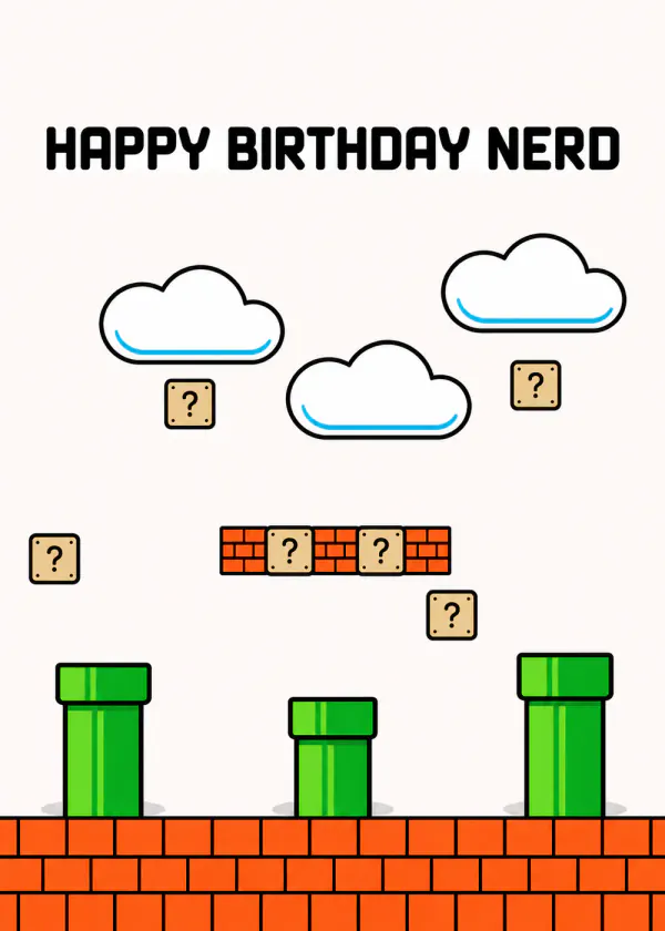 Happy Birthday nerd - gaming birthday card by Gamerly