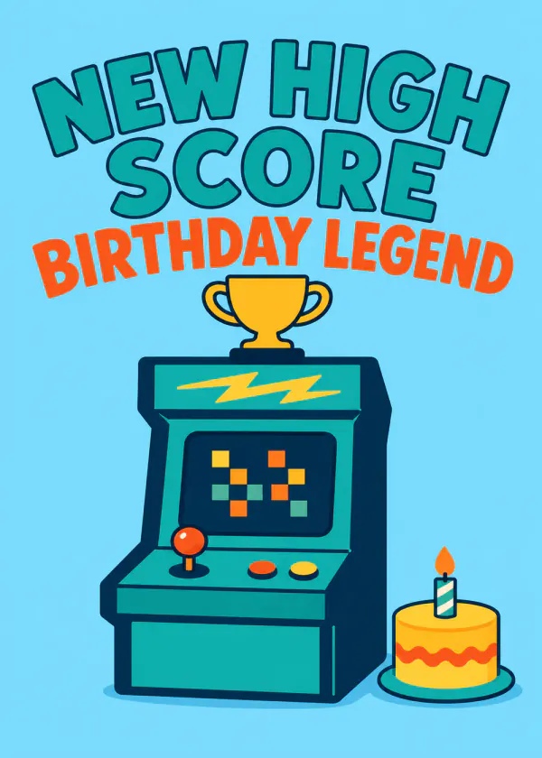 New High Score - gaming birthday card by Gamerly