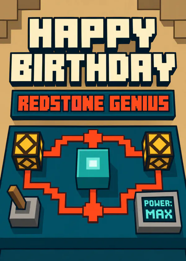 Redstone Genius - gaming birthday card by Gamerly