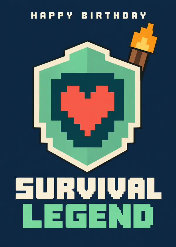 Survival Legend - gaming birthday card by Gamerly