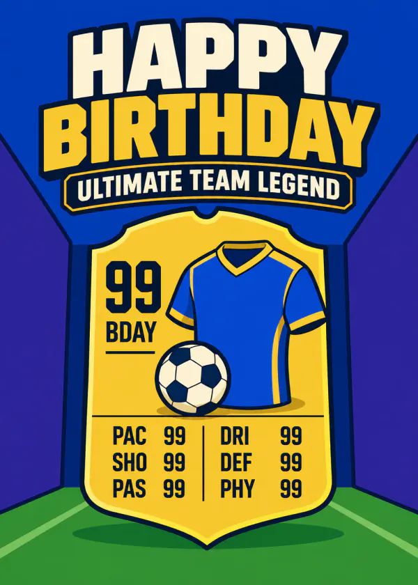 Ultimate Team Legend - gaming birthday card by Gamerly