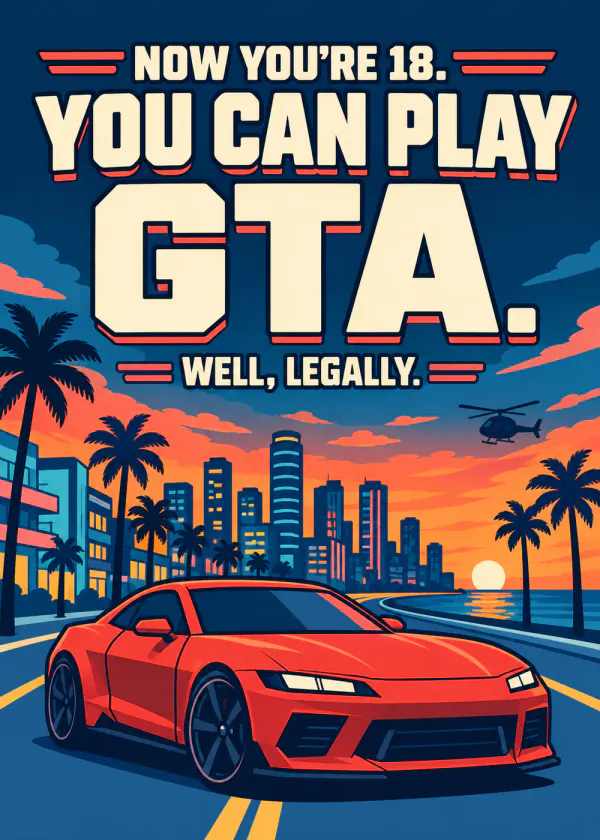 You can now play GTA - gaming birthday card by Gamerly